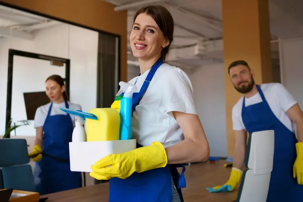 professional cleaners at conference venue in london